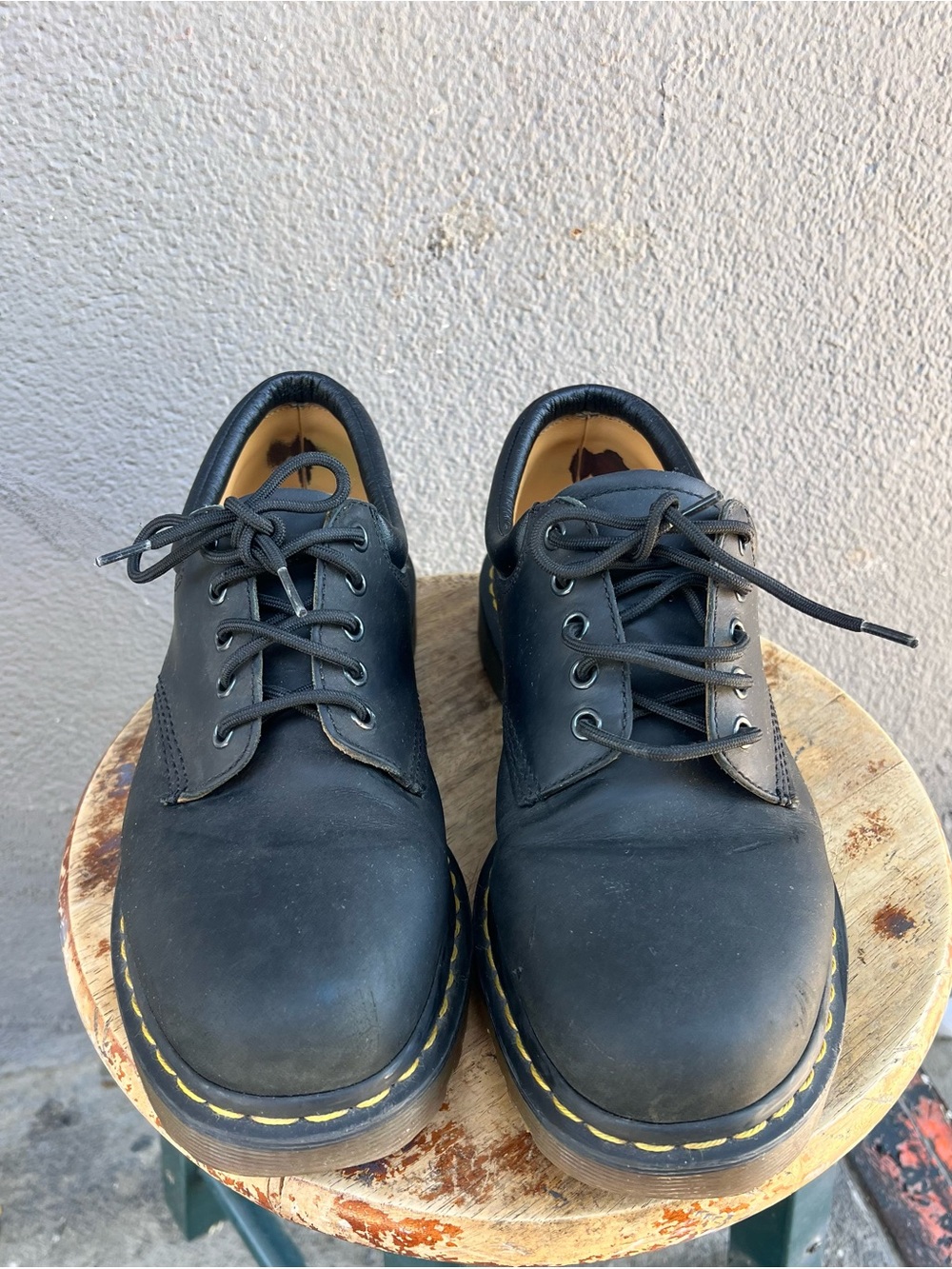 Dr Martens Shoes Sz 3 Doc Black Leather Shoe 8053 5 Eye